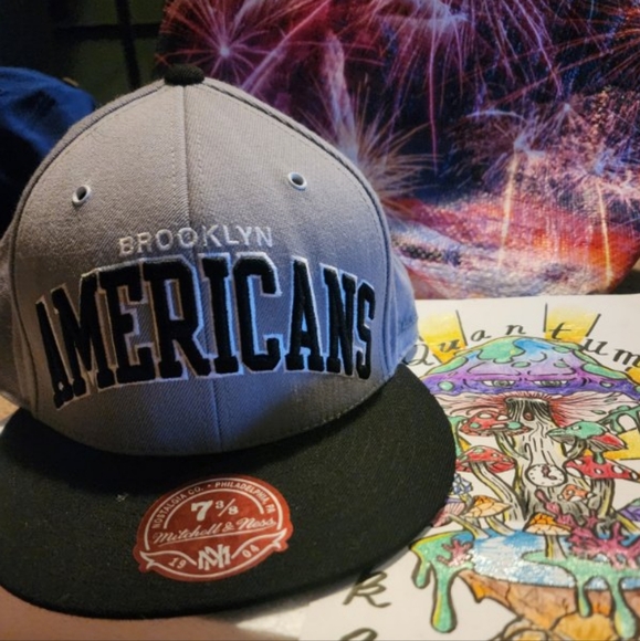 Mitchell & Ness Brooklyn Americans hat, G053M, size 7 3/8", Grey with black - Picture 1 of 3